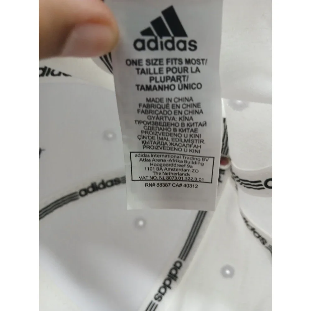 Adidas White Snapback Hat Flat Brim Adjustable One Size New Without Tags